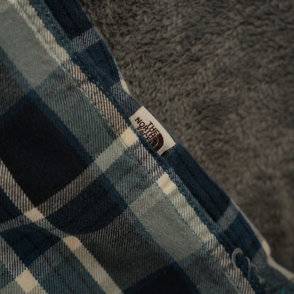 The North Face Flannel Shirt Mens XXL‎ Blue Plaid Long Sleeve Button Down